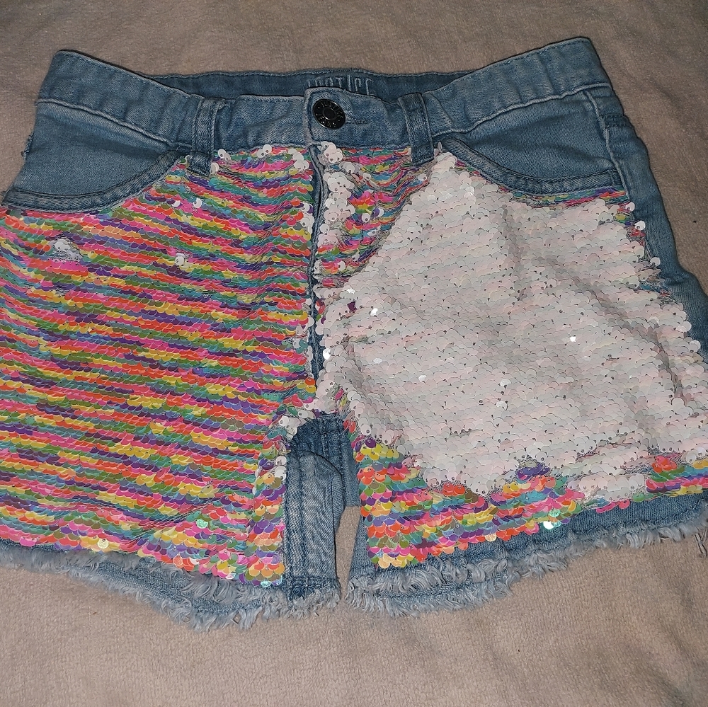 Girls size 12 Justice flip sequined shorts